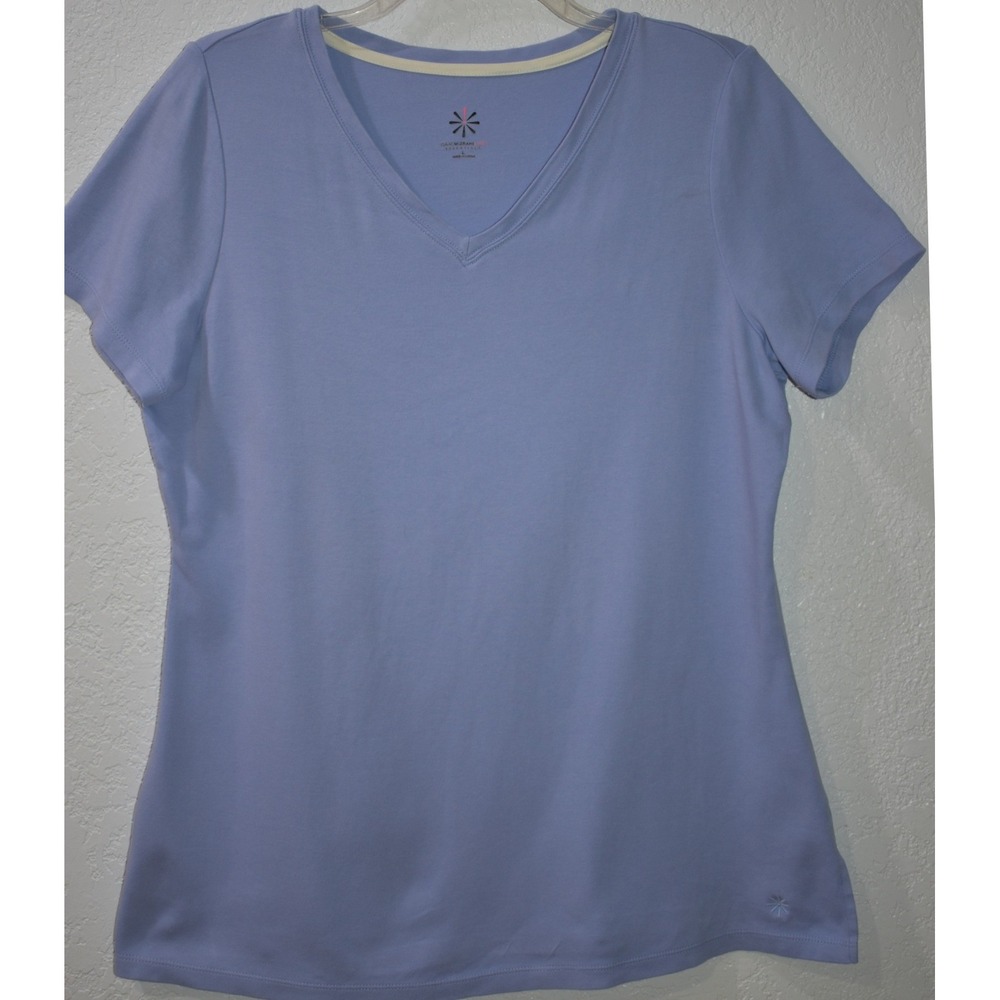 Isaac Mizrahi Live Essentials Periwinkle Blue V-Neck Cotton T-Shirt Large